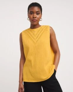 Cheesecloth Lace Insert Vest -JD Williams Shop y01gp480752w