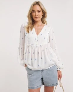 Blue Print Crinkle Smock Top -JD Williams Shop y01gp487706w