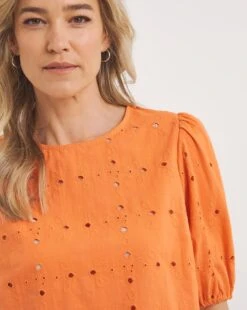 Puff Sleeve Broderie Top -JD Williams Shop y01gp537731w