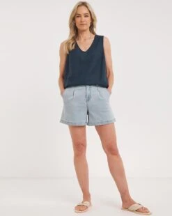 Navy V Neck Linen Vest -JD Williams Shop y01gp970730w