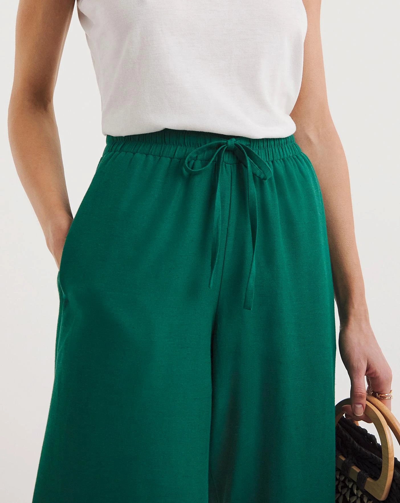 Evergreen Linen Mix Wide Leg Trousers 2 Evergreen Linen Mix Wide Leg Trousers - Image 2