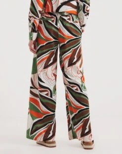 Tropical Print Linen Wide Leg Trousers -JD Williams Shop y01gz431731w