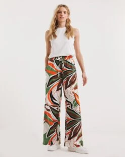 Tropical Print Linen Wide Leg Trousers -JD Williams Shop y01gz431732w