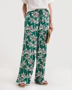 Palm Print Pull On Wide Leg Trousers -JD Williams Shop y01gz576720w