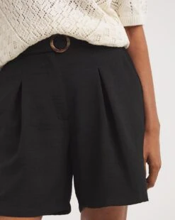 Black Textured Belted City Shorts 7 Black Textured Belted City Shorts -JD Williams Shop y01gz599727w