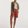 Rust Soft Stretch Cargo Detail Shorts