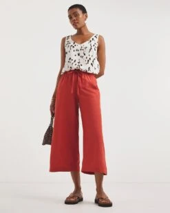 Cinnamon Linen Mix Wide Leg Culottes