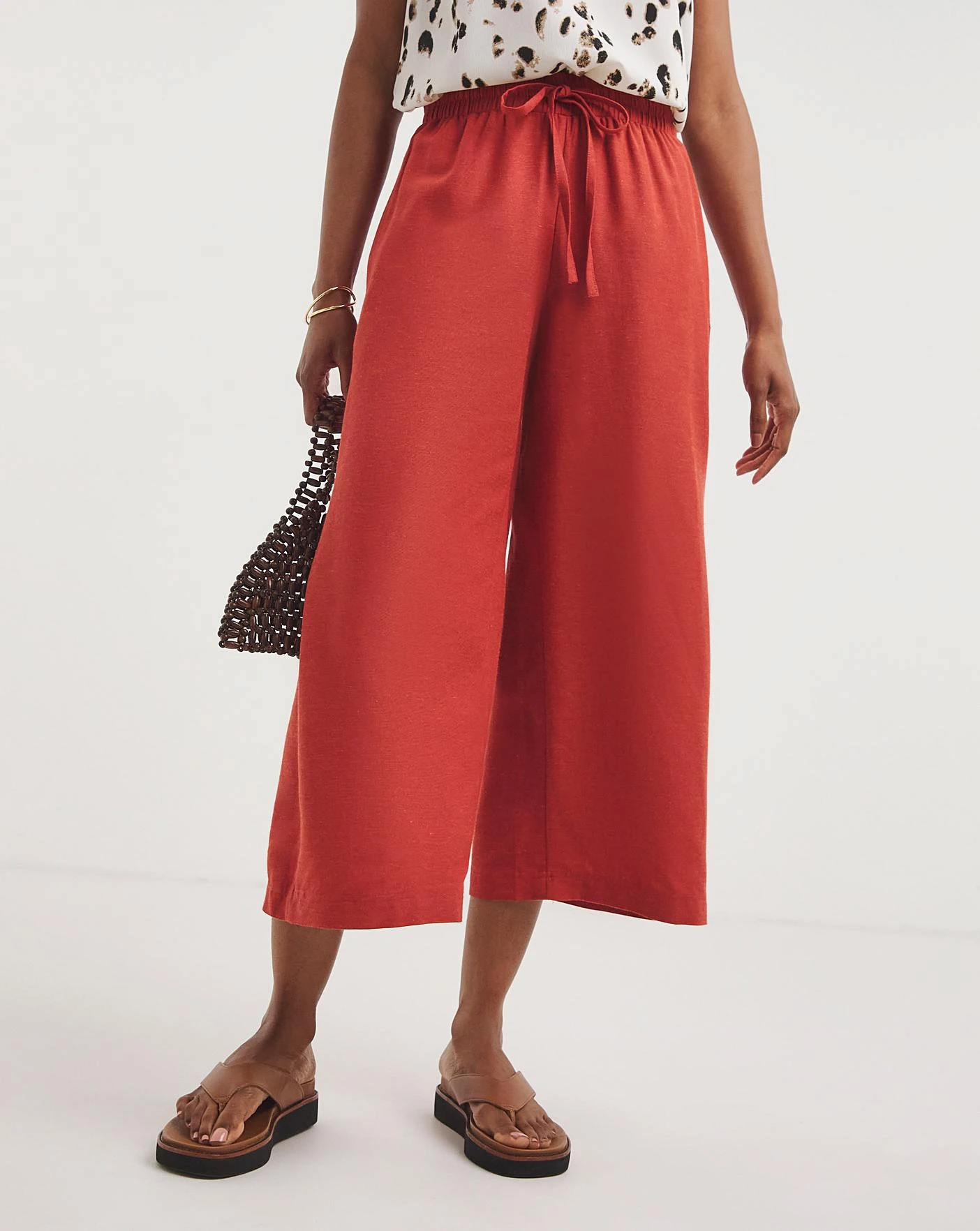 Cinnamon Linen Mix Wide Leg Culottes 2 Cinnamon Linen Mix Wide Leg Culottes - Image 2