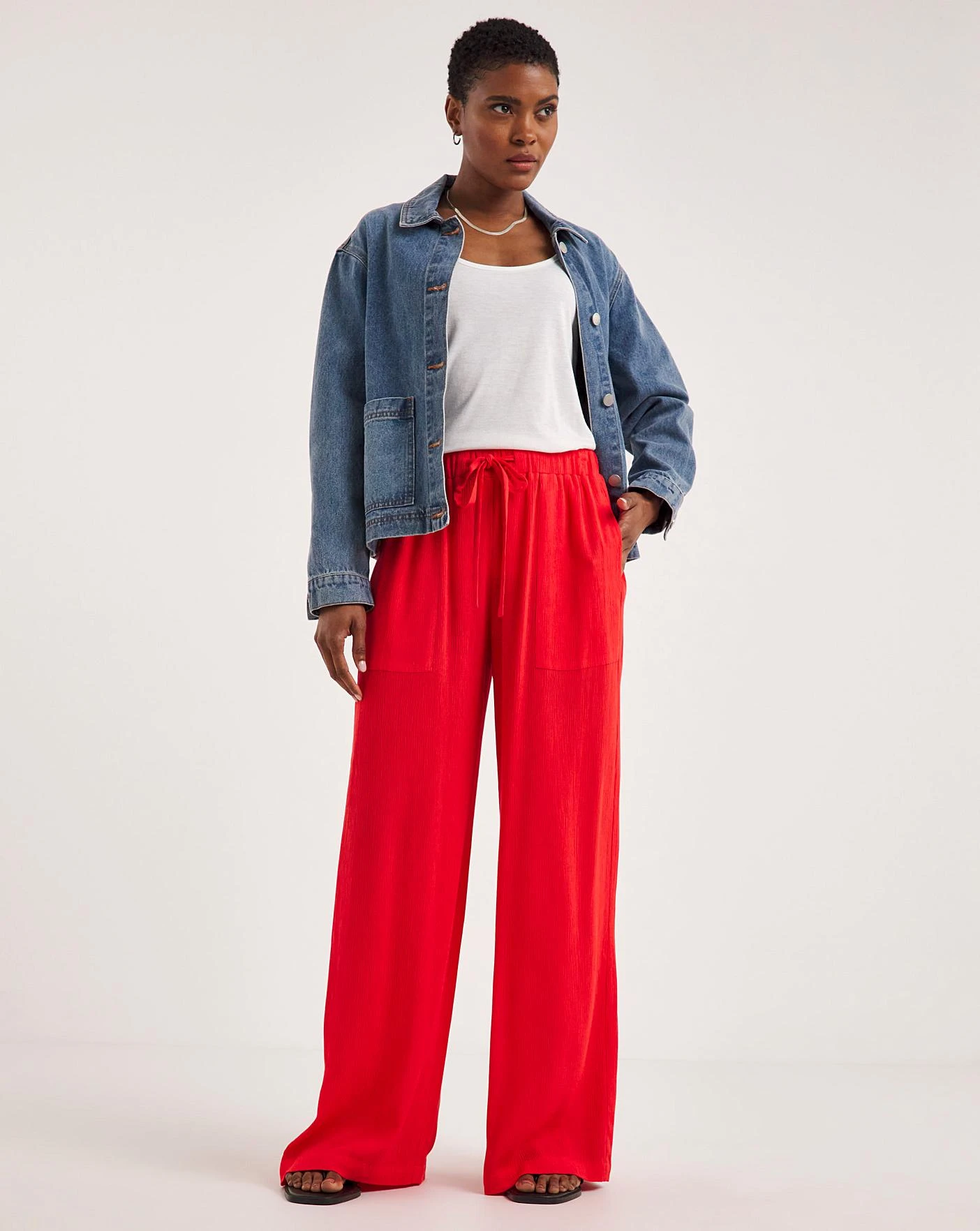 Raspberry Crinkle Wide Leg Trousers 1 Raspberry Crinkle Wide Leg Trousers