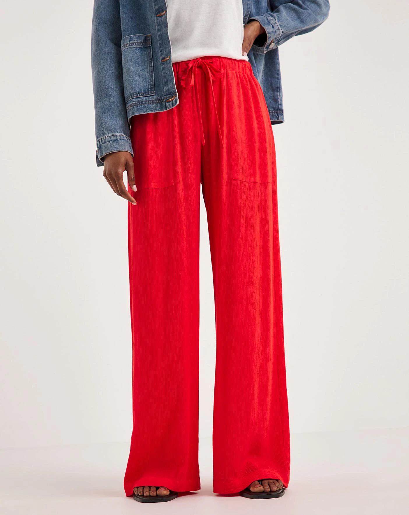 Raspberry Crinkle Wide Leg Trousers 3 Raspberry Crinkle Wide Leg Trousers - Image 3