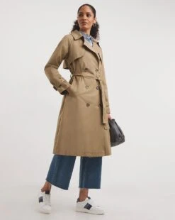 Camel Belted Double Breasted Trench Coat -JD Williams Shop y01oz044746w
