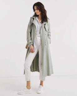 Sage Soft Adjustable Waist Trench