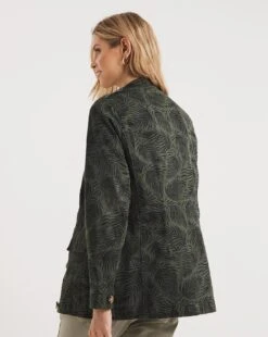 Khaki Leaf Print Utility Jacket -JD Williams Shop y01oz359722w