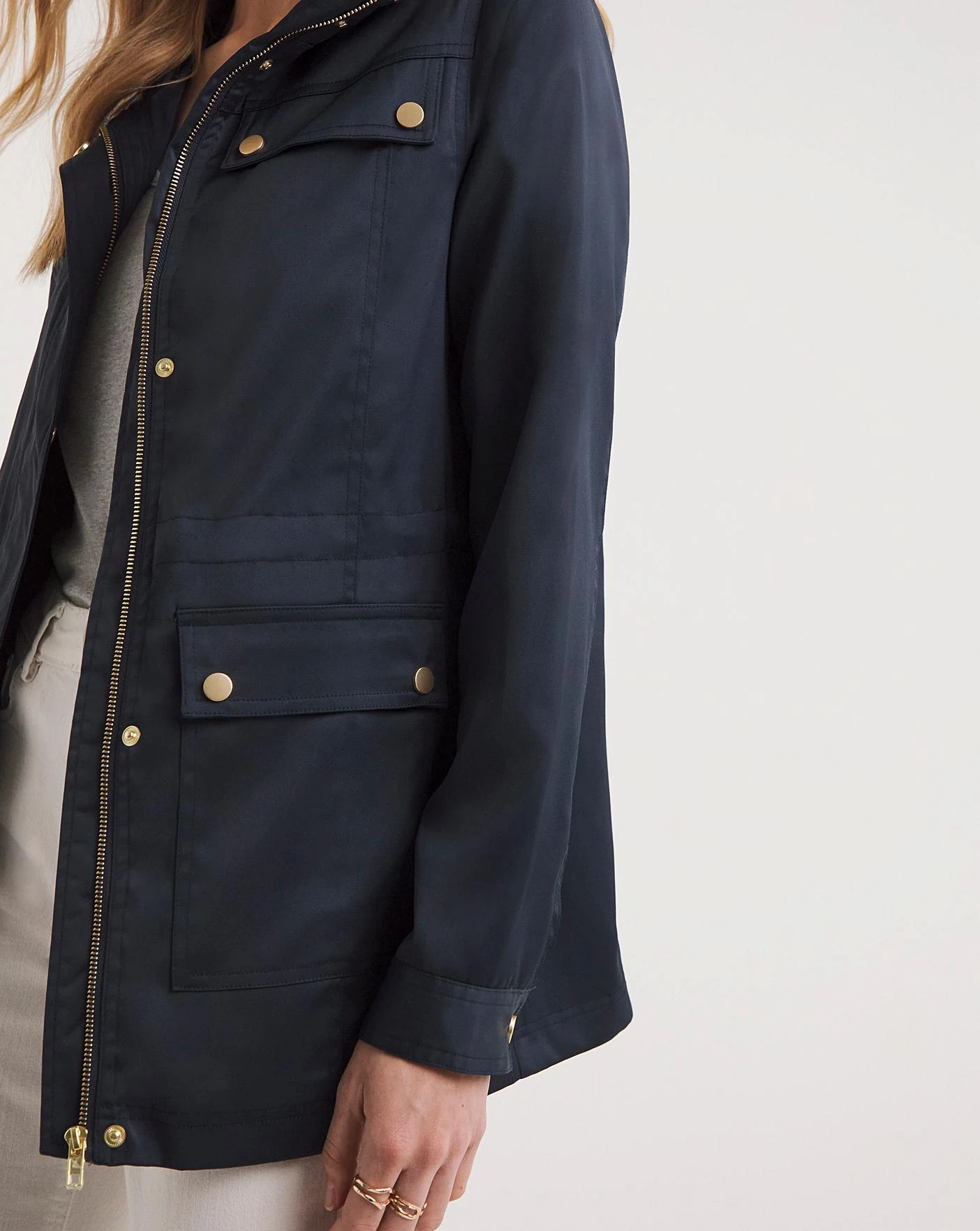 Navy Satin Utility Jacket 3 Navy Satin Utility Jacket - Image 3