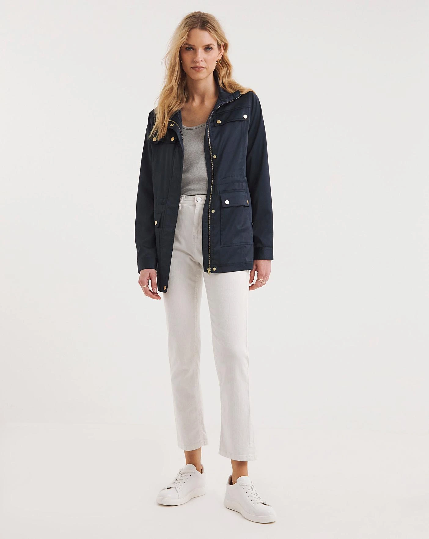Navy Satin Utility Jacket 2 Navy Satin Utility Jacket - Image 2