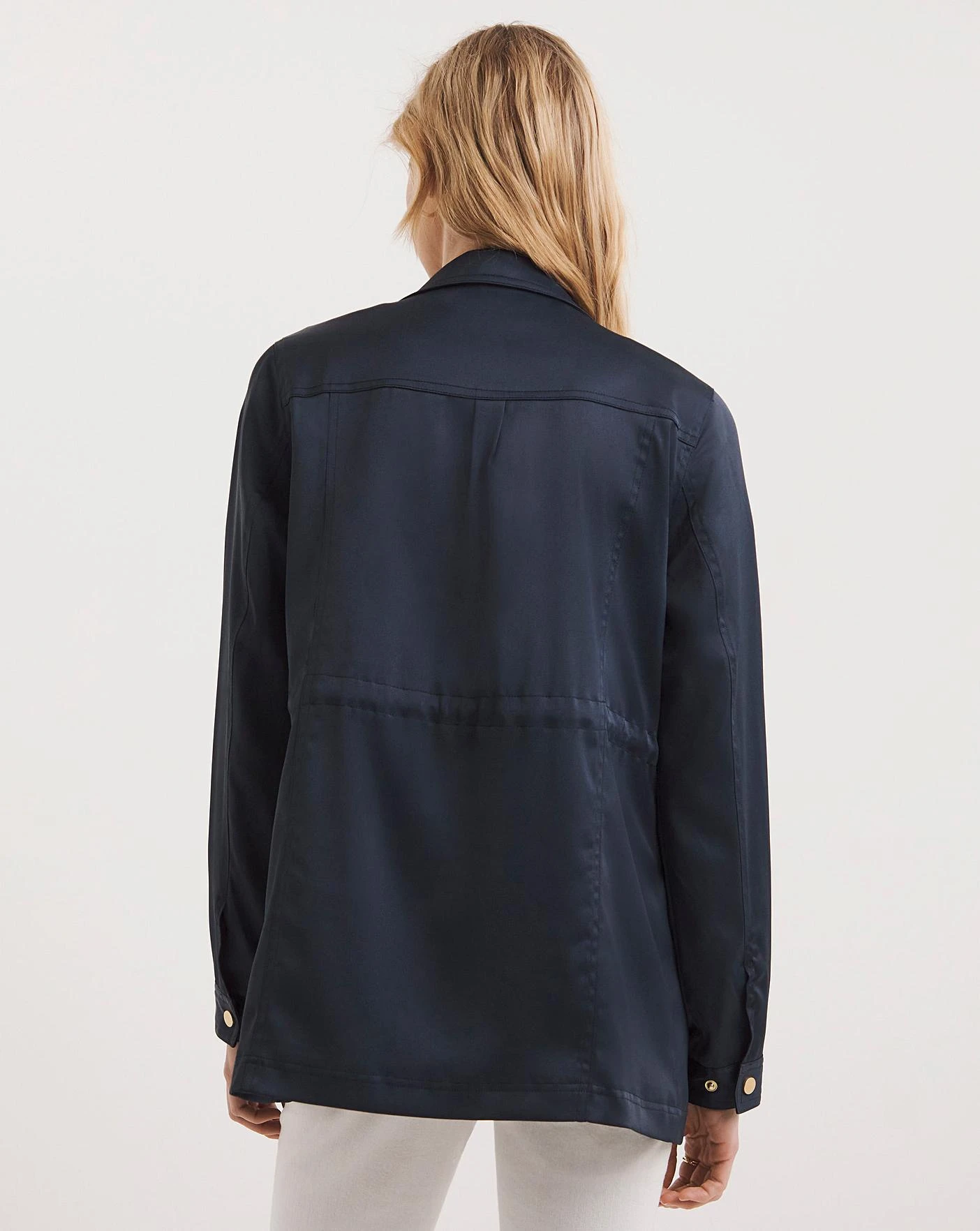 Navy Satin Utility Jacket 4 Navy Satin Utility Jacket - Image 4