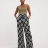 Spun Viscose Pull On Wide Leg Trousers