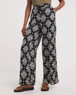 Spun Viscose Pull On Wide Leg Trousers -JD Williams Shop y01pc338720w