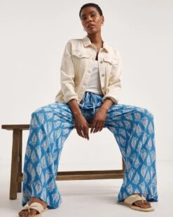 Crinkle Wide Leg Trousers