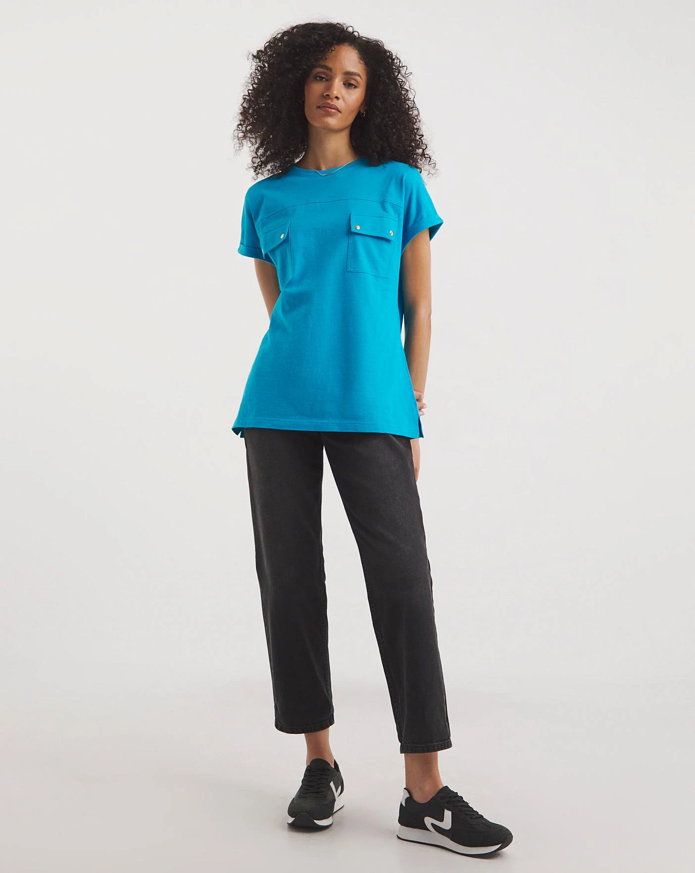 Blue Utility Pocket Seam Detail T-Shirt 4 Blue Utility Pocket Seam Detail T-Shirt - Image 4