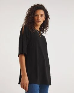 Cold Shoulder Detail 3/4 Sleeve Tunic