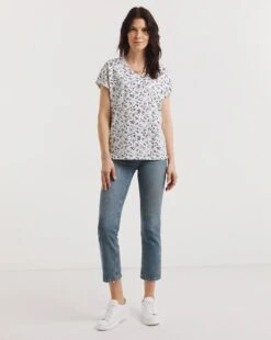 Value Cotton Boxy V-Neck T-Shirt -JD Williams Shop y01qb481753w
