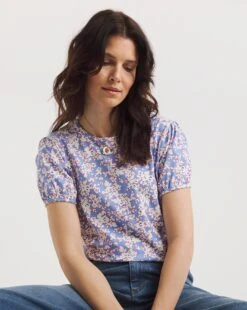 Value Cotton Puff Sleeve Crew Neck Top