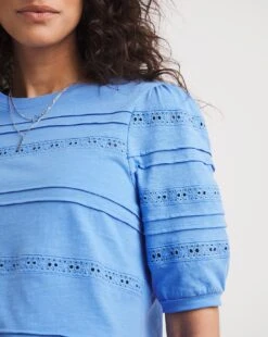 Broderie Crew Neck Volume Sleeve Top -JD Williams Shop y01qb588722w