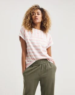 Cotton Slub Seam Detail Cuff T-Shirt