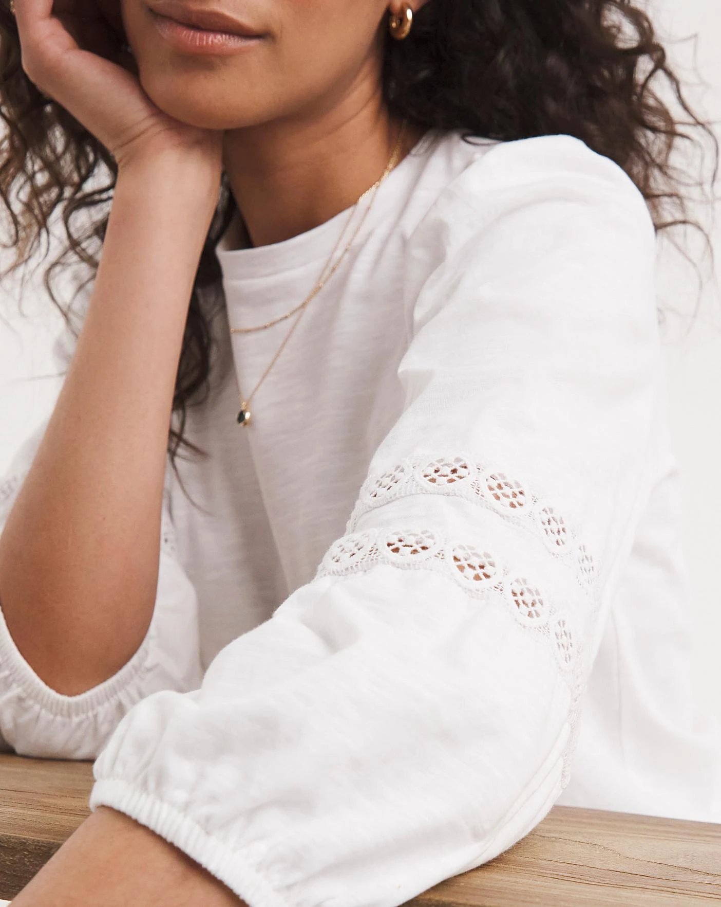 Broderie Insert Volume Sleeve Top 3 Broderie Insert Volume Sleeve Top - Image 3