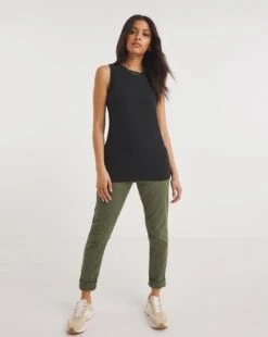 Black Basic Cotton Tank Top Vest