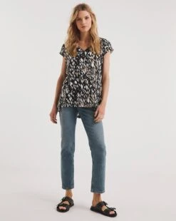 Cotton Turn Up Cuff V-Neck Tunic