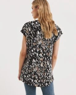 Cotton Turn Up Cuff V-Neck Tunic -JD Williams Shop y01qb737738w