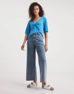 Twist Front Knot Short Sleeve Top -JD Williams Shop y01qb779721w