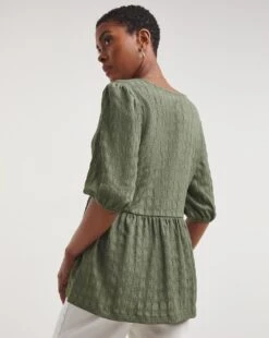Waffle Texture Puff Sleeve Top -JD Williams Shop y01qb815722w