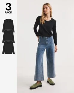 3 Pack Black V-Neck Tops