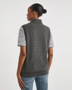 Charcoal Grey Sleeveless Fleece Jacket -JD Williams Shop y01ri045721w