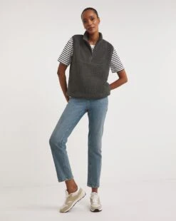 Charcoal Grey Sleeveless Fleece Jacket -JD Williams Shop y01ri045722w