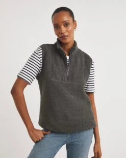 Charcoal Grey Sleeveless Fleece Jacket