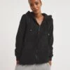 Black Dip Back Fleece Hoodie