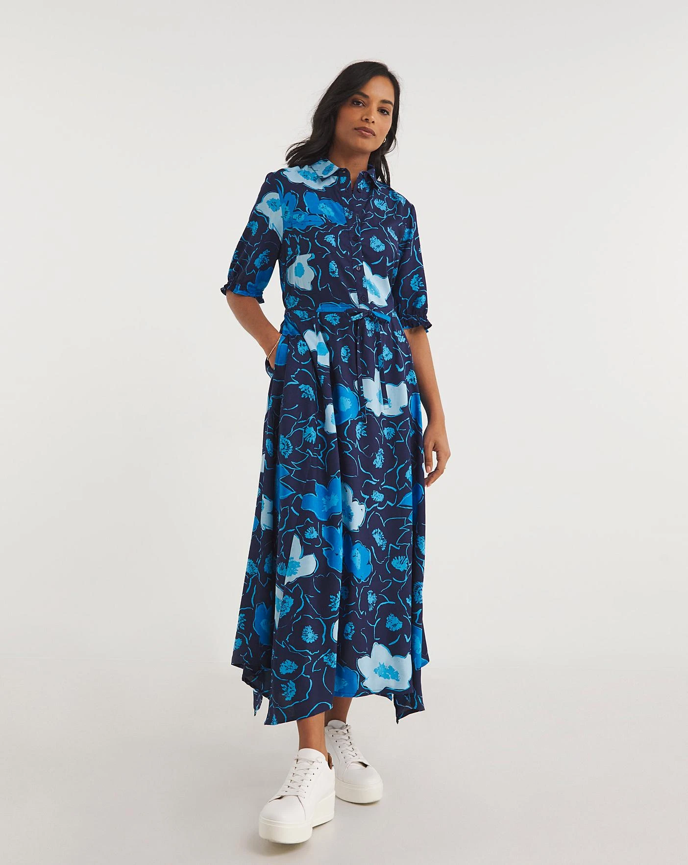 Midi Shirt Dress With Asymetric Hem 1 Midi Shirt Dress With Asymetric Hem