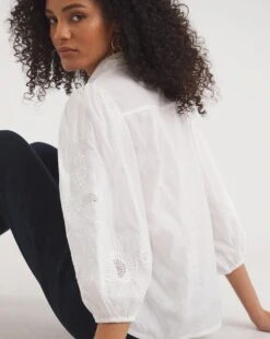 Broderie Sleeve Shirt -JD Williams Shop y01tu769748w