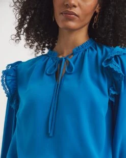 Lace Trim Tie Neck Blouse -JD Williams Shop y01tu840748w