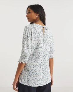 Crinkle Puff Sleeve Top -JD Williams Shop y01tu962725w