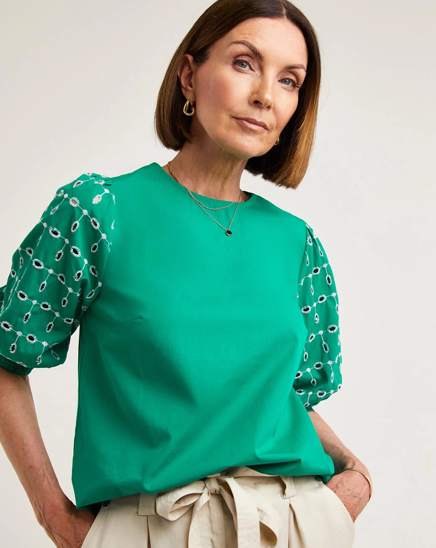 White Contrast Broderie Top 1 White Contrast Broderie Top