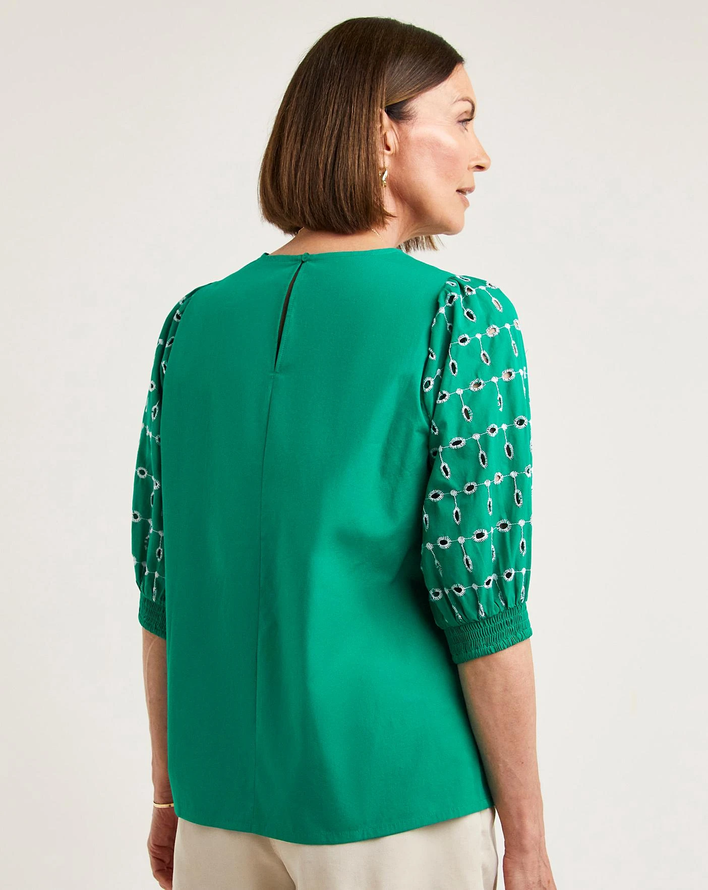 White Contrast Broderie Top 2 White Contrast Broderie Top - Image 2