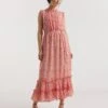 Georgette Dress With Lace Trim