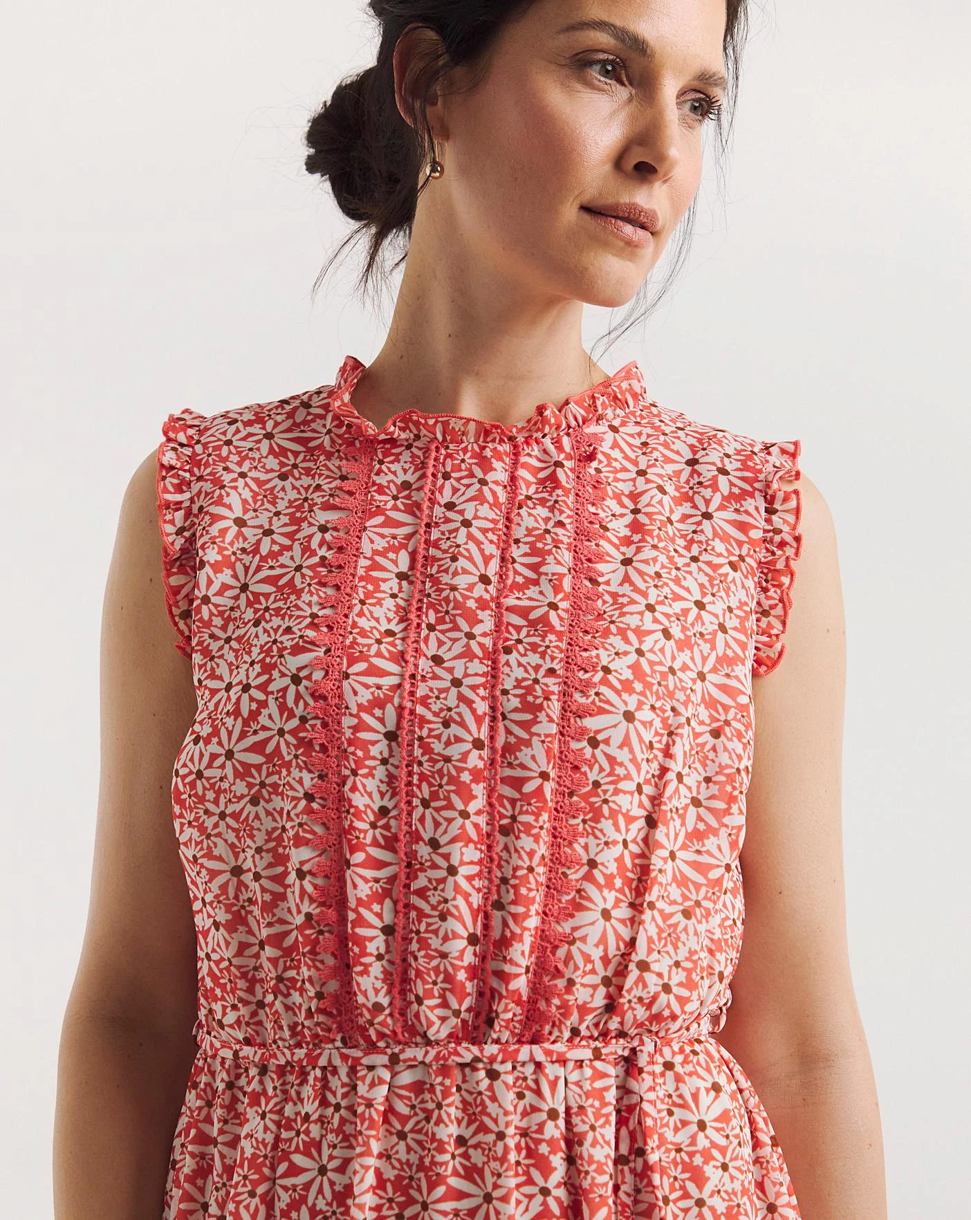 Georgette Dress With Lace Trim 3 Georgette Dress With Lace Trim - Image 3