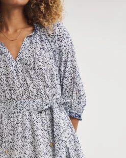 Mixed Print Tiered Hem Waisted Dress -JD Williams Shop y01wm220732w