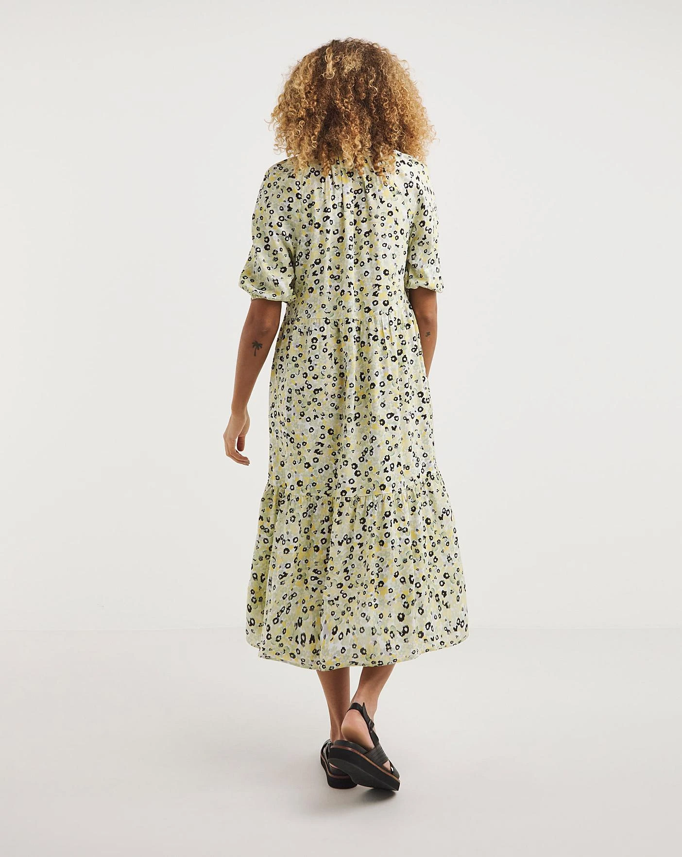 Smock Midi Dress With Tie Neck 2 Smock Midi Dress With Tie Neck - Image 2